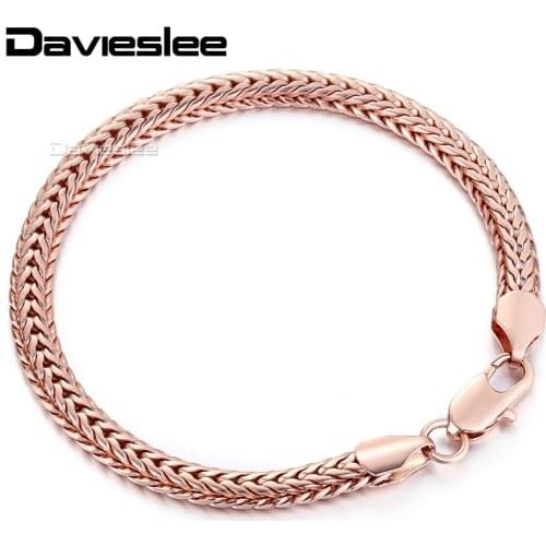 585 Rose Gold Filled Womens Bracelet Chain Braided Foxtail Link 6mm 18cm 20cm 23cm GB254