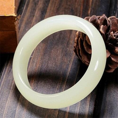 Gifts Jade Bangle Natural Genuine White Jade Bracelet Hand-carved Bangle Charm Jewellery Accessories Amulet Men Lady Lucky Gifts