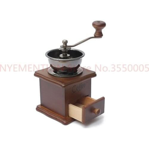 Wooden Manual Coffee Grinder Stainless Steel Retro Coffee Spice Mini Burr Mill With High-quality Ceramic Millstone 20pcs