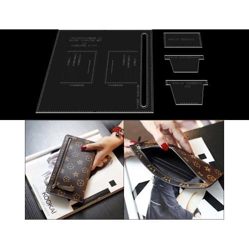 Diy Leather kraft card holder sewing pattern Long wallet template diy handmade craft