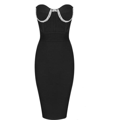 Strapless Elegant Women Dress Bandage Ladies Party Club Celebrity New Arrival Bodycon Clothes Sleeveless Sexy Dresses