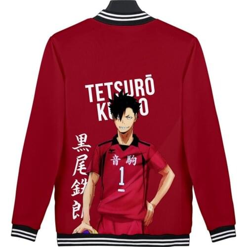 Japan Anime Haikyuu Cosplay Costume Nekoma High School Volleyball Club Kuroo Tetsurou 3D Baseball Jacket Men Casual Tracksuit