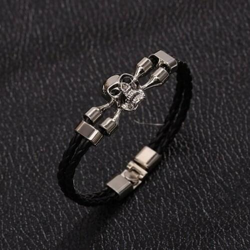 JUNWEI Mens Fashion Zinc Alloy Bracelet Punk Skull Bracelet to Mens Gifts Jewelry