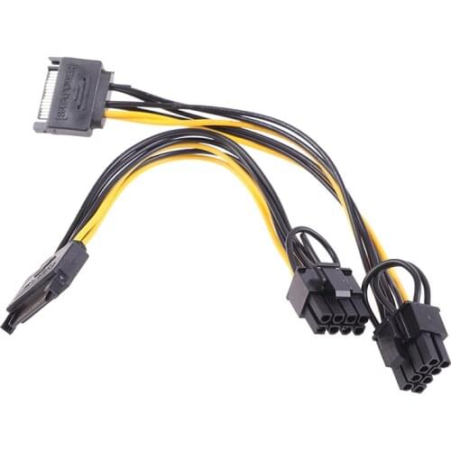 15pin SATA Male To 8pin(6+2) PCI-E Power Supply Cable 20cm SATA Cable 15-Pin To 8 Pin Cable 18AWG Wire For Graphic Card