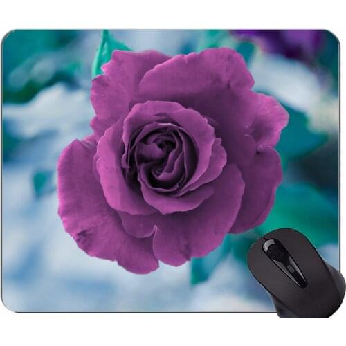 Natural Rubber Mouse Pad Printed with Macro rose flower -Stitched Edges