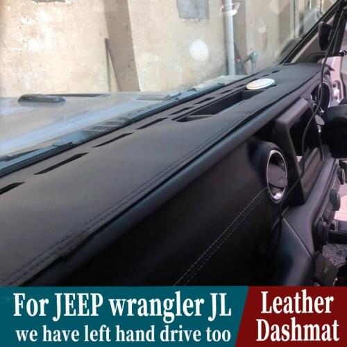 For jeep wranger JL 2018 2019 2020 2021 Leather Dashmat Dashboard Cover Pad Dash Mat Carpet Car-Styling accessories RHD