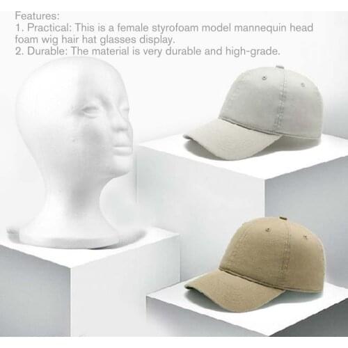 Hot White Female Styrofoam Mannequin Manikin Head Model Foam Sponge Wig Hair Glasses Display Glasses Cap Display Stand