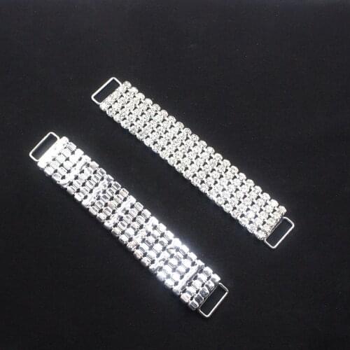 LKERAN 2Pcs 105MM 5 Row Tight Rhinestone Bikini Connector / Buckle Copper Chain Fit For Swimming Wear Bridal Dress