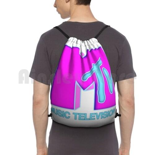 Mtv-Neon 80S Design Backpack Drawstring Bags Gym Bag Waterproof Mtv Beavis And Butthead 90S 80S 1980S Vintage Retro Tv
