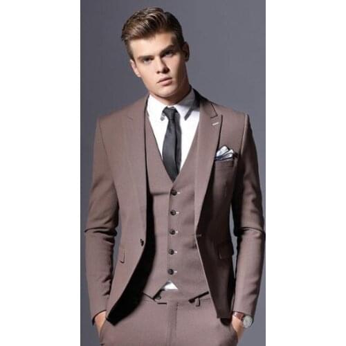 2019 New Arrival Mens Suit Formal Business Blazer Groom Three Pieces Slim Fit Party Clothing Single Button Wedding Tuxedo terno