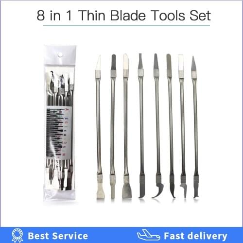 8 in 1 IC Chip Repair Thin Blade Tools Set CPU Metal Remover Burin To Remove For Mobile Phone Computer CPU IC Chip Repairing