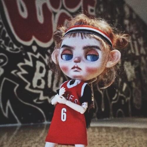 NEW 4PCS/Lot Cool Blyth Clothes Basketball Long T-shirt Set Red Hairband for Blyth OB22 Holala Dolls Accessories