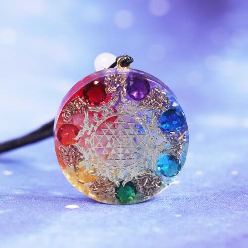 Orgonite Pendant 7 Chakra Zircon Chakra Reiki Necklace Emf Protection Reiki Positive Energy And Better Sleep Orgone Pendant