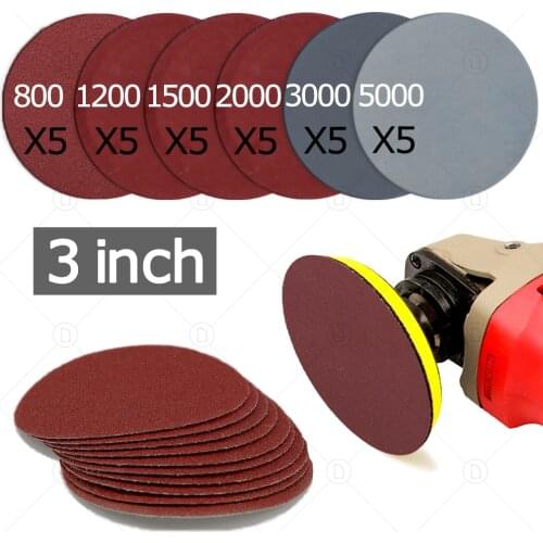3 Inch 75mm Sandpaper Sanding Disc For Metal Auto Wood Car Wheel Restoration Sanding Polishing Kit P800 P1200 P2000 P5000
