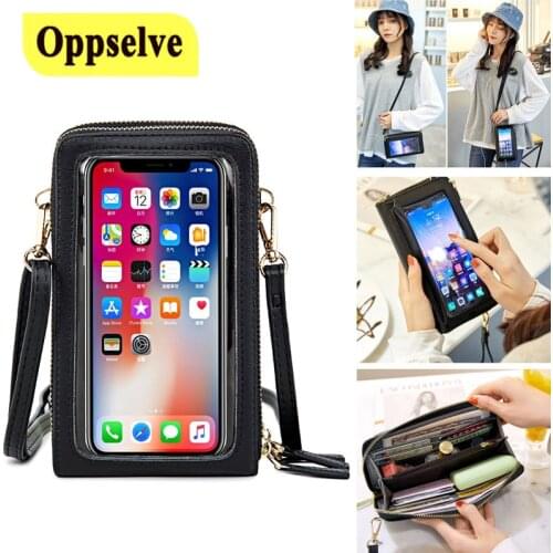 Portable Diagonal Bag Touch Screen Mobile Phone Case Storage Bag Protection Bag For USB Cable Charger Earphone Pouch Handbag