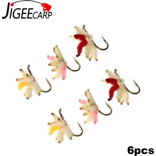 JIGEECARP 6pcs Carp Fishing Lure Artificial Maggots Clusters Carp Tackle Maggot Ball Bait Size18 Winter Using Maggot Feeder