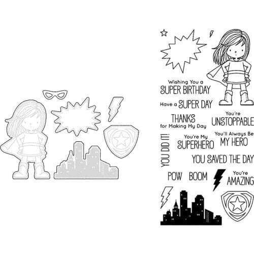 Clear Stamps And Ctting Dies Super Girl lightning Pull The Wind Architecture For DIY Scrapbook Photo Album Craft Card 2021 New