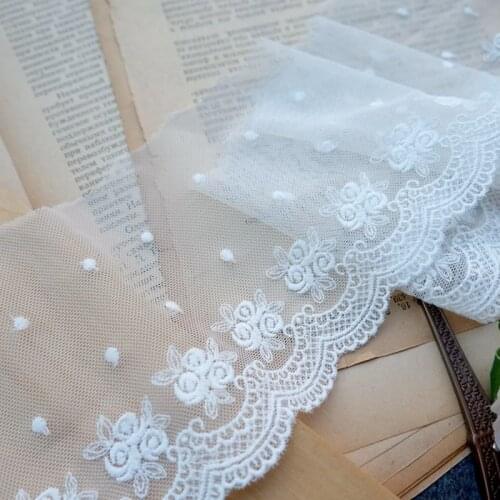 19Yards 9.5cm Mesh Cotton Embroidery Lace Trim Handmade DIY Garment Needlework Sewing Accessories Fabric Clothing Decoration 378