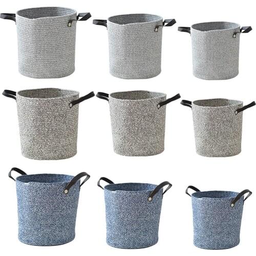 Nordic Cotton Rope Woven Storage Baskets With Large Dirty Clothes Laundry Basket Kids Toy Storage Bin Sundries Organizer