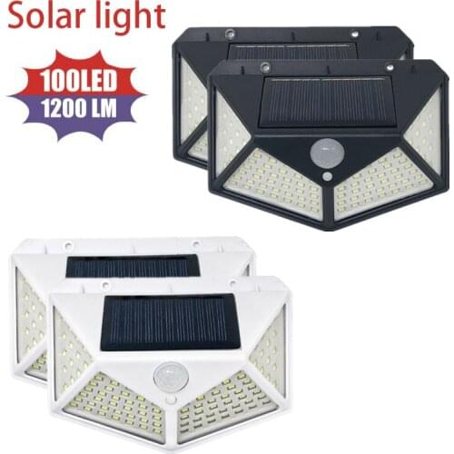 100 Led Solar Light Security Outdoor Solar Wall Lamp PIR Motion Sensor Lamp Waterproof Solar Wall Light for Garden Decoration