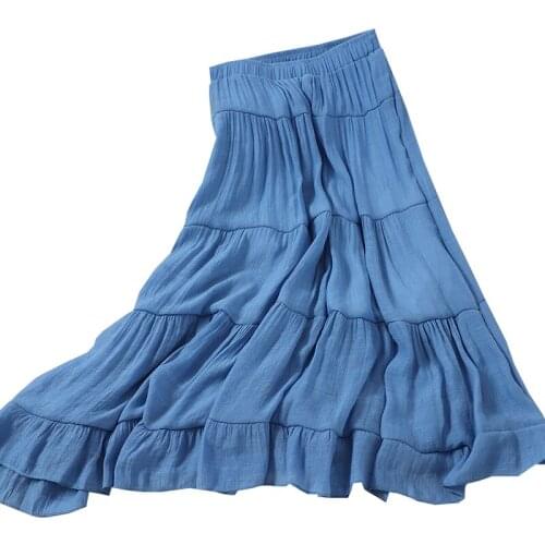 ZG1829 2021 Summer new women fashion sweet show thin loose high waist pure color lotus leaf edge skirt cheap wholesale