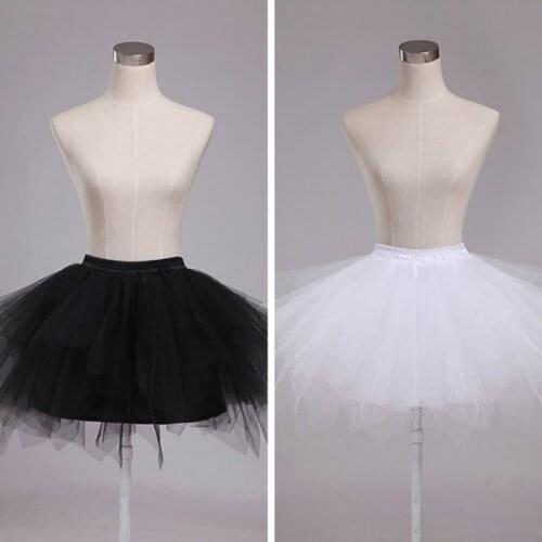 Women 4 Layer Elastic Drawstring Waist Underskirt Solid Color Short Petticoat Soft Tulle Mesh Puffy Tutu Skirt for Wedding Dress