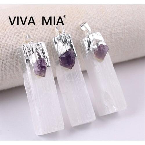 1pc Crystal Pendant Druzy Necklaces Gems Selenite Quartz Jewelry Clear Quartz Pendant Natural White Yellow Natural Stone Jewelry