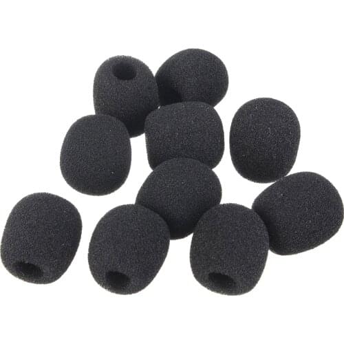 10Pcs Mini Microphone Windshield Clip-on Headset Condenser Mic Windmuff Protector Black 18mm
