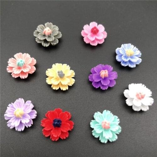 100Pcs 13mm 3D Resin Carnation Flower Flatback Stone Embellishment For Scrapbook Home Hairpin Headwear Handmade DIY Accessories
