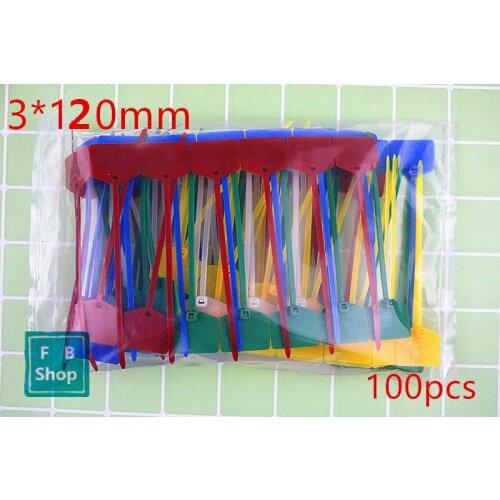 100PCS/Pack hybrid 5 color 3 x 120mm wide 2.5mm power zipper is written on the Ethernet wire and cable label