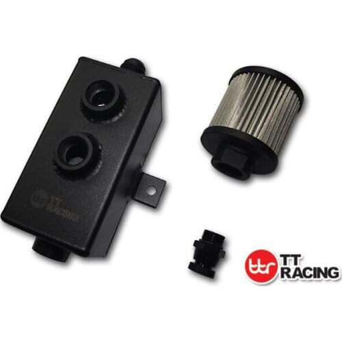 1L_OT_BK- Baffled Aluminum Breather Tank / Oil Catch Can Tube -10 AN BLACK