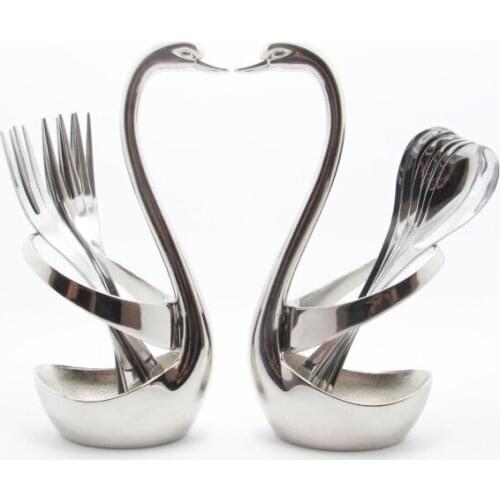 2 swan + 6 forks Art Fashion stainless steel fruit fork coffee dessert tableware fashion 5 patterns
