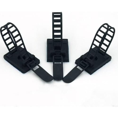 20Pcs Black Sticky Adjustable Wire Ties Cable Clips Clamp Plastic Self Adhesive Cable Ties Fix Holder Clips