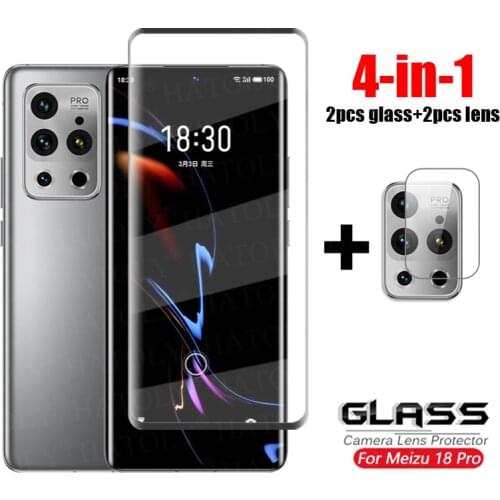 4-in-1 For Glass Meizu 18 Pro 3D Full Curved Cover Tempered Glass For Meizu 18 Pro HD Caerma Lens Glass Film Screen Protector