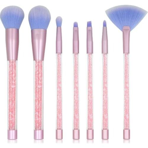 7pcs Crystal Glitters Makeup Brushes Pink Diamond Handle Powder Blending Eyebrow Highlighter Brush Beauty Makeup Tools with case
