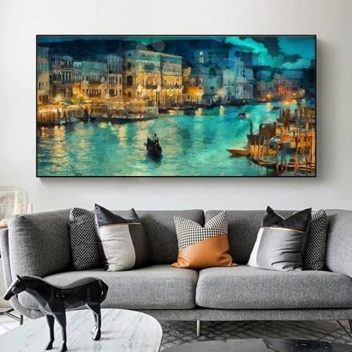 Abstract Venice Night View Famous Canvas Painting Classical Art Posters and Print Artwork Wall Art Picture for Living Room Decor