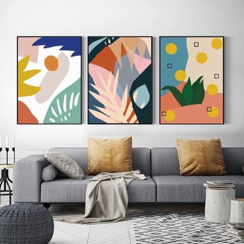 Abstract Minimalist Retro Colorful Wall Art Canvas Painting Nordic Posters and Prints Wall Pictures for Living Home Decoration
