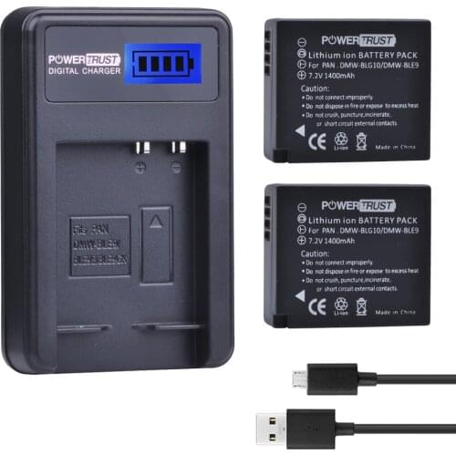 2Pcs DMW-BLG10 DMW BLG10 DMW-BLE9 BLE9 BLE9E Camera Battery+ LCD USB Charger for Panasonic Lumix DMC GF6 GX7 GF3 GF5 GX80