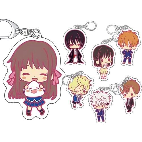 Fruits Basket Acrylic Keychain Cute Cartoon Keyring Double Sided Key chain Key Bag Pendant Accessories Gift For Girlfriend