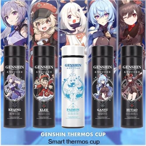 Anime Genshin Impact Klee Cosplay Stainless Steel Vacuum Cup Smart Temperature Display Thermos Cup Travel Water Bottle Gifts
