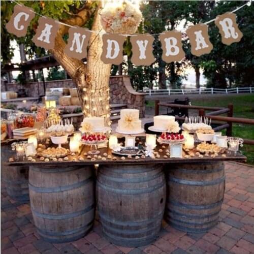 Paper DIY Candy Bar Bunting Banner for Vintage Wedding Baby Shower Birthday Party Xmas Evening Party Sweet Table Decor