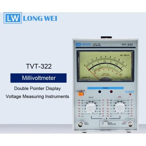 TVT-322 Double Pointer Display High Precision AC Millivoltmeter Voltage Measuring Instruments Measure Frequency 5Hz-1MHz