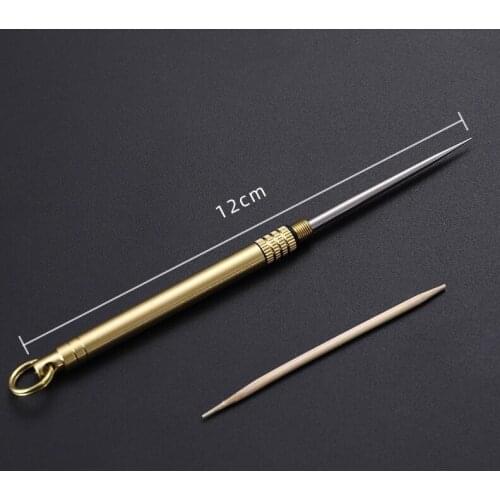 EDC Titanium Edc Portable Multifunctional Toothpick Bottle Keychain Fruit Fork Camping Tool Toothpick Tube Key Ring Key Chain