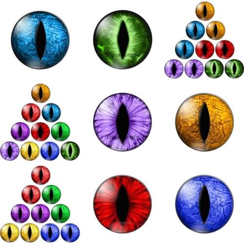Animal Eyes Cabochon Glass Dragon Horse Toys Dolls Pupil Eyes 8mm-30mm Round Photo Glass Cabochon Demo Flat Back Making Findings