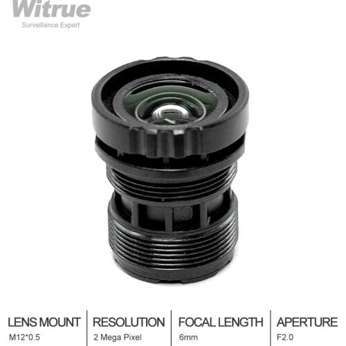 HD lens 1080P 6MM F2.0 M12 Mount for Surveillance Security Camera Free Shipping