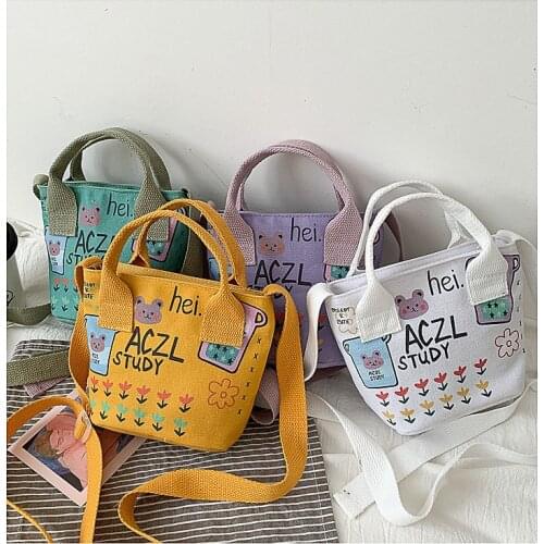 Canvas Mini Bag Female 2021 New Cute Cartoon Portable Messenger Bag Small Fresh Messenger Bag Shoulder Bag