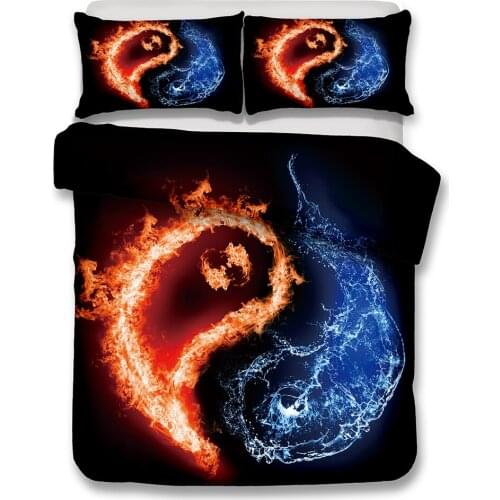 KTLRR 3D Yin-Yang Tai Chi Bedding Set HD Fire Water Beddings Duvet Cover Set Bedlinen Twin Full Queen King Size