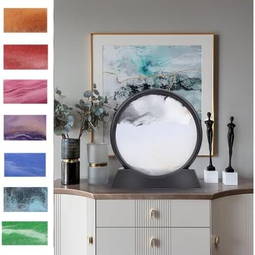 3D Moving Sand Art Picture Round Glass Deep Sea Sandscape In Motion Display Flowing Sand Frame 7/12inch For home Decoration