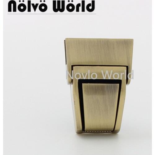 Nolvo World 2-10 pieces 3 colors 37*25mm Brush antique brass bag locks for women bag metal push luggage lock