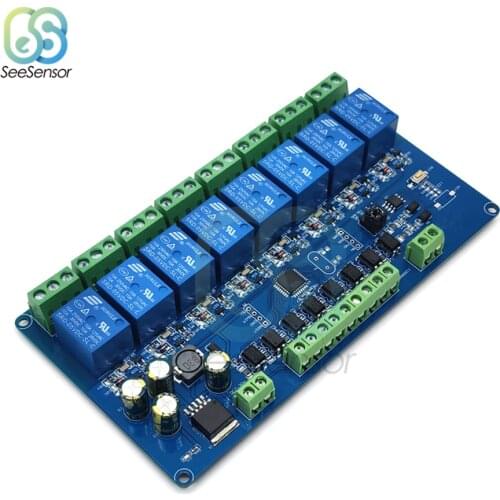 For Modbus RTU 8 CH Relay Module RS485 TTL Communication UART 8-Channel Input 7-30V Relay Module